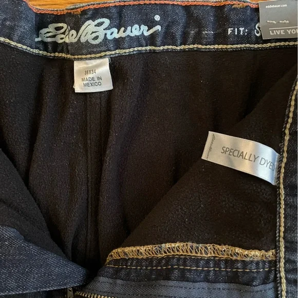 NWT Eddie Bauer Fleece Lined Classic Straight Flex Winter Jeans - Picture 5 of 10